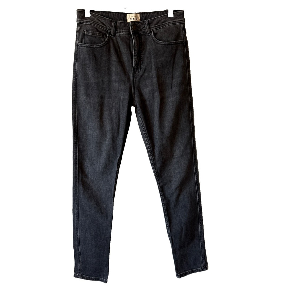 Sezane Denim Black Skinny Jeans Womens Size 38 High Rise Pockets